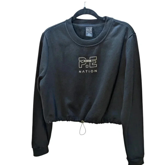 P.E.NATION Black Replay Logo Print Cropped Sweatshirt w/Drawstring SZ XL Ret$170 - Picture 4 of 6